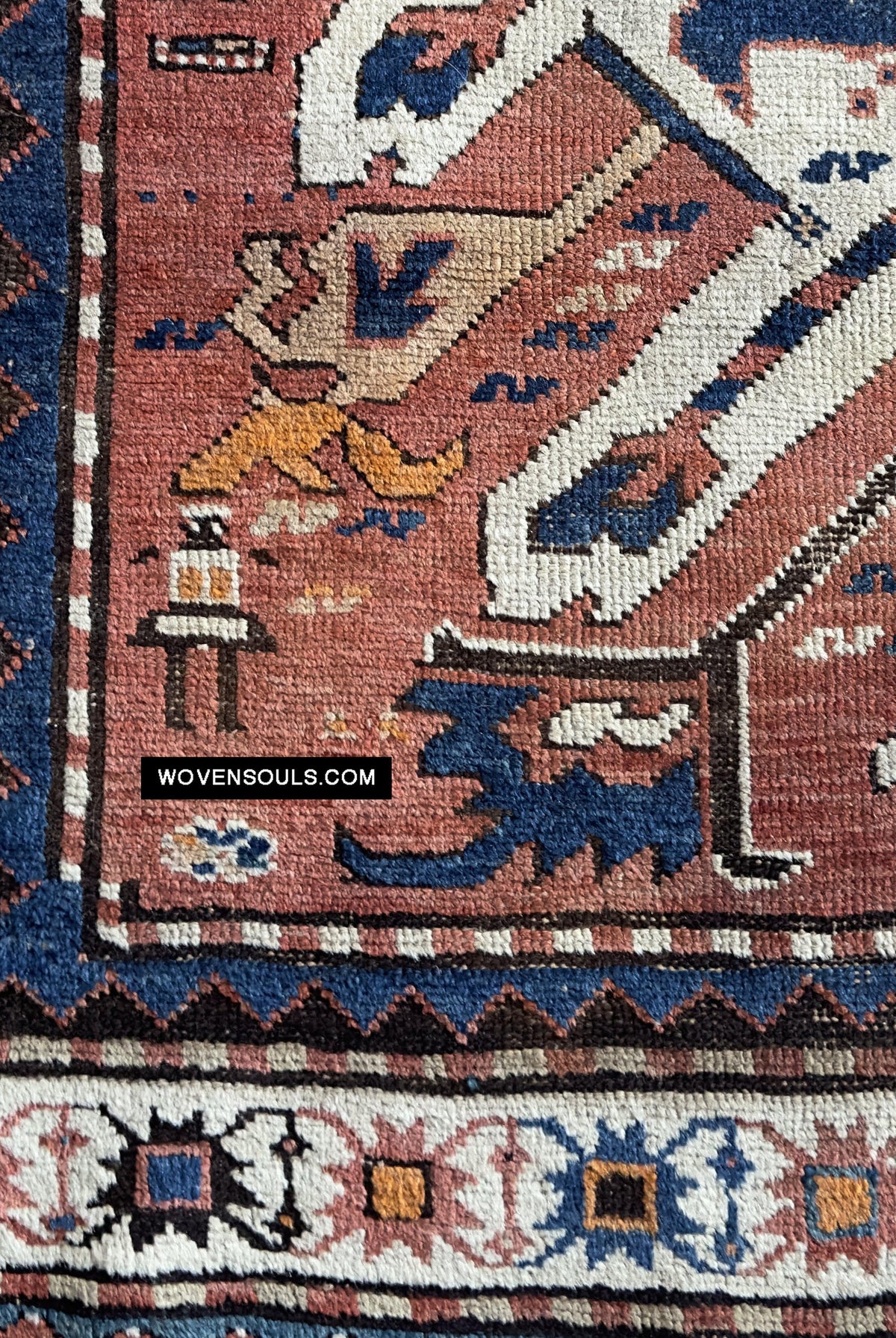 1672 Antique Chelaberd Eagle Kazak Rug - WOVENSOULS Antique Vintage Art Interior Decor