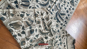 1033 Antique Java Batik Art on Silk Shawl Stole-WOVENSOULS Antique Textiles &amp; Art Gallery
