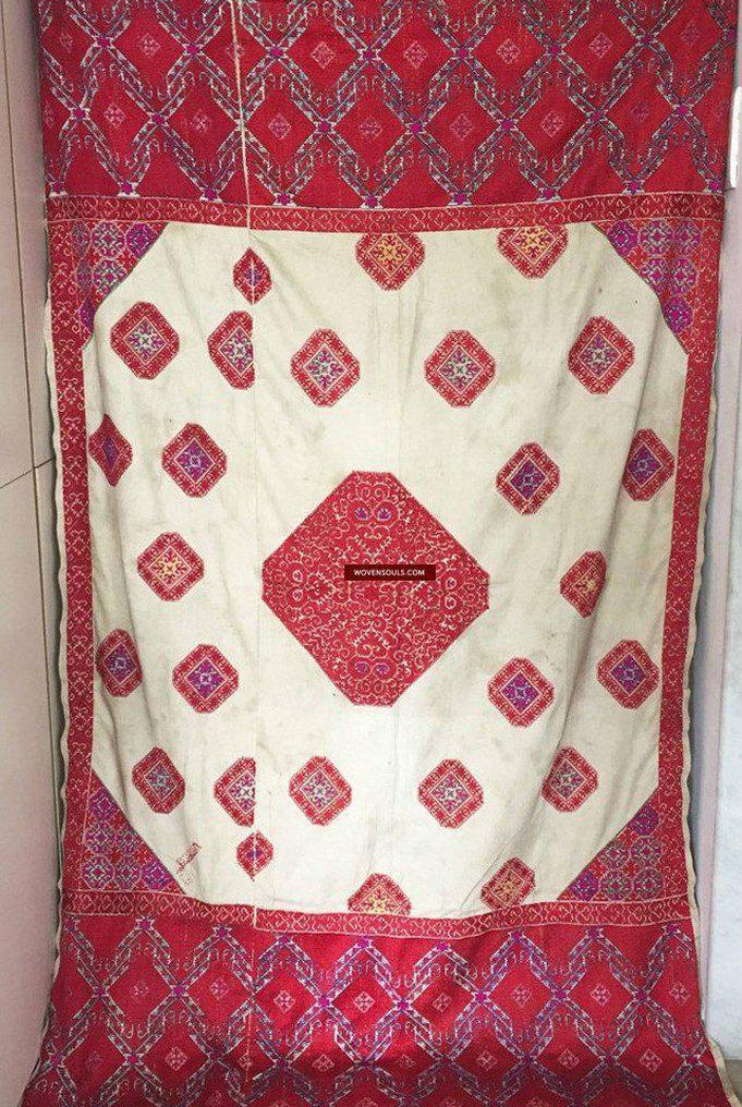 1065 Stunning Antique Weddding Shawl Textile with Embroidery from Swat Valley-WOVENSOULS-Antique-Vintage-Textiles-Art-Decor
