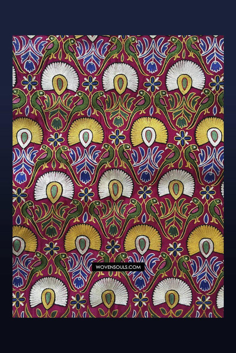 1073 Antique Silk Mochi Embroidery Skirt Length Gujarat-WOVENSOULS-Antique-Vintage-Textiles-Art-Decor