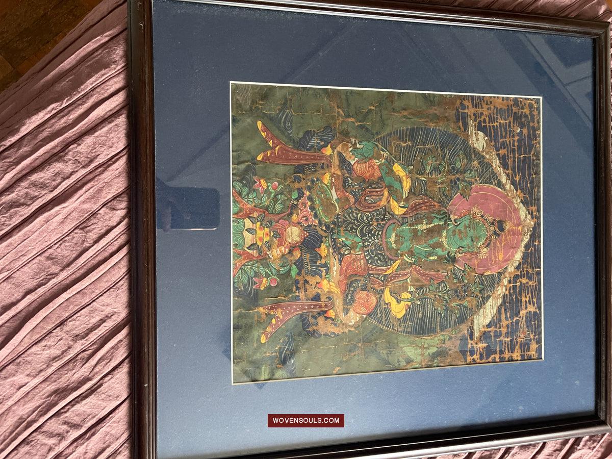 1112 Antique Buddhist Thangka Painting Art, Mongolia-WOVENSOULS Antique Textiles & Art Gallery