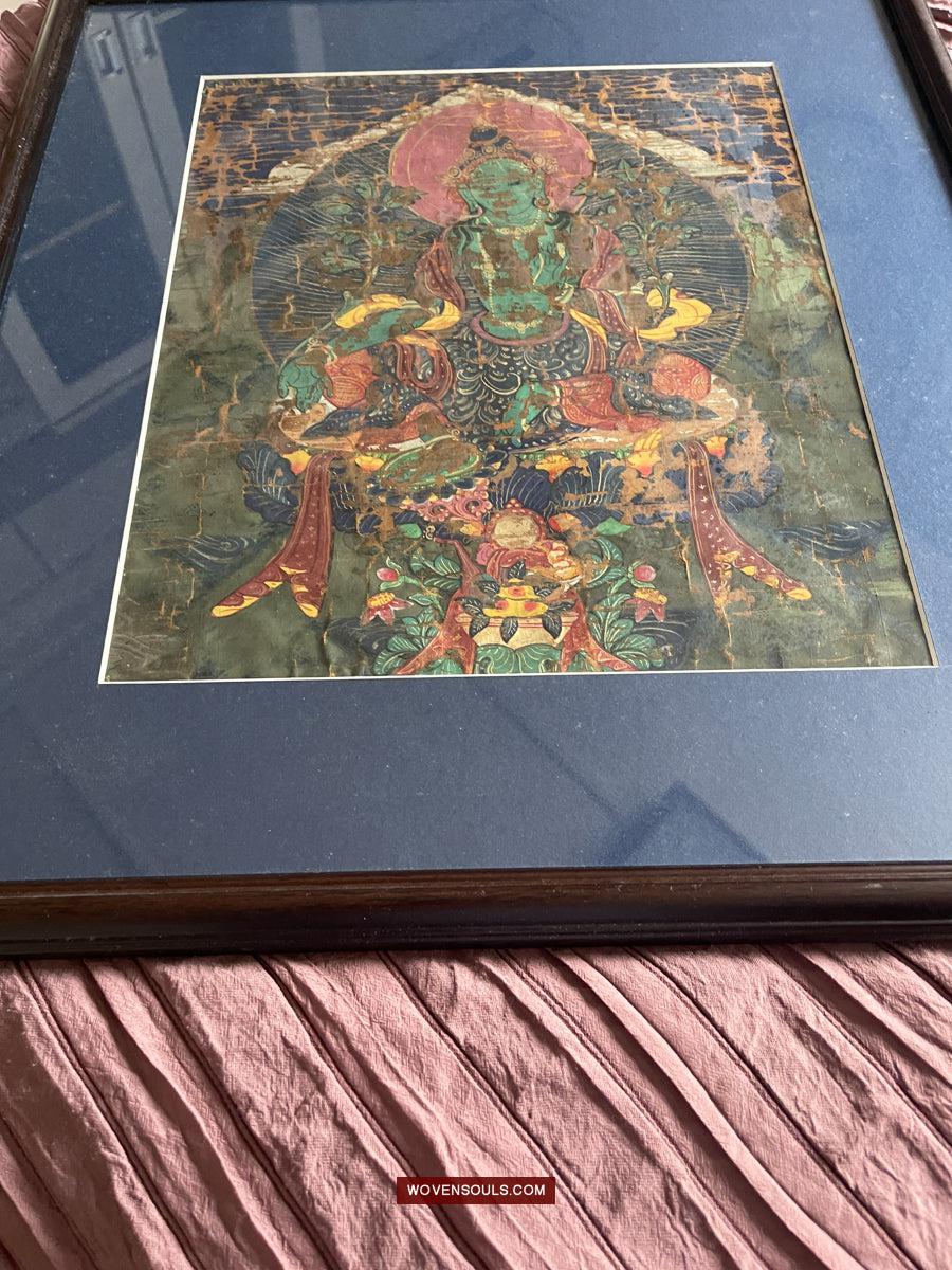 1112 Antique Buddhist Thangka Painting Art, Mongolia-WOVENSOULS Antique Textiles & Art Gallery