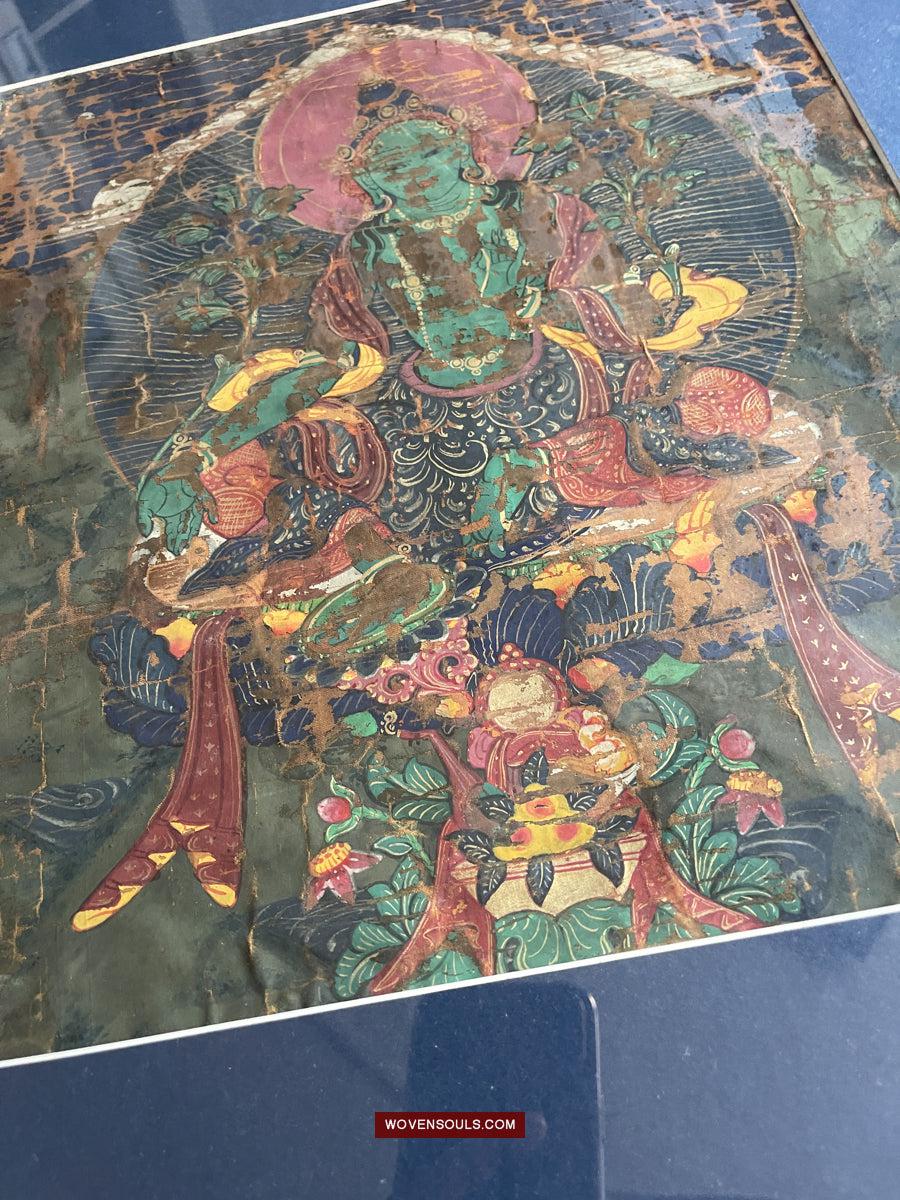 1112 Antique Buddhist Thangka Painting Art, Mongolia-WOVENSOULS Antique Textiles & Art Gallery