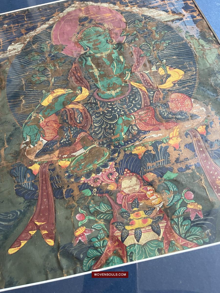1112 Antique Buddhist Thangka Painting Art, Mongolia-WOVENSOULS Antique Textiles & Art Gallery
