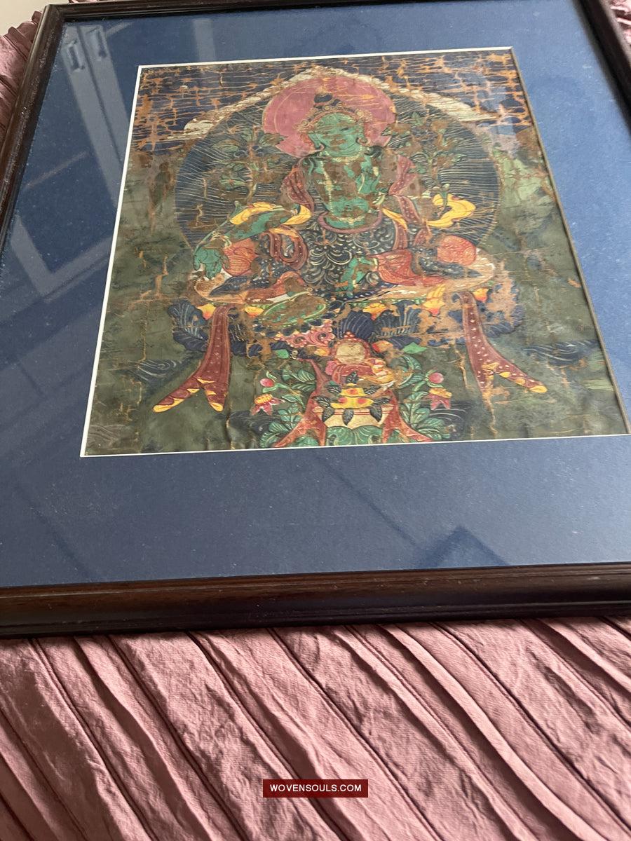 1112 Antique Buddhist Thangka Painting Art, Mongolia-WOVENSOULS Antique Textiles & Art Gallery