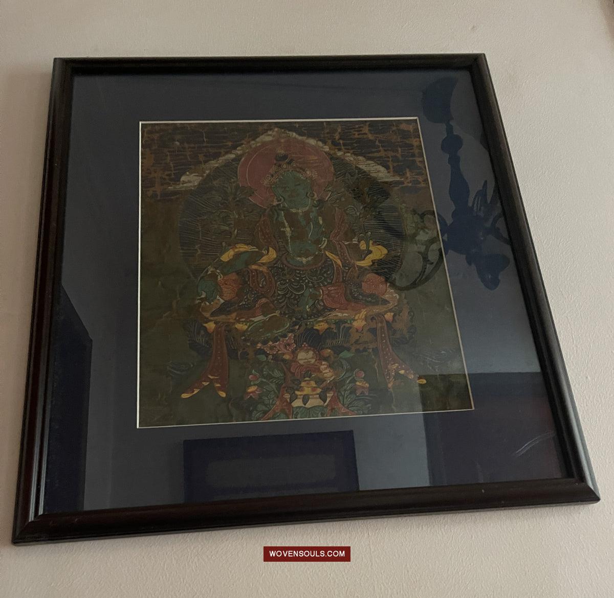 1112 Antique Buddhist Thangka Painting Art, Mongolia-WOVENSOULS Antique Textiles & Art Gallery