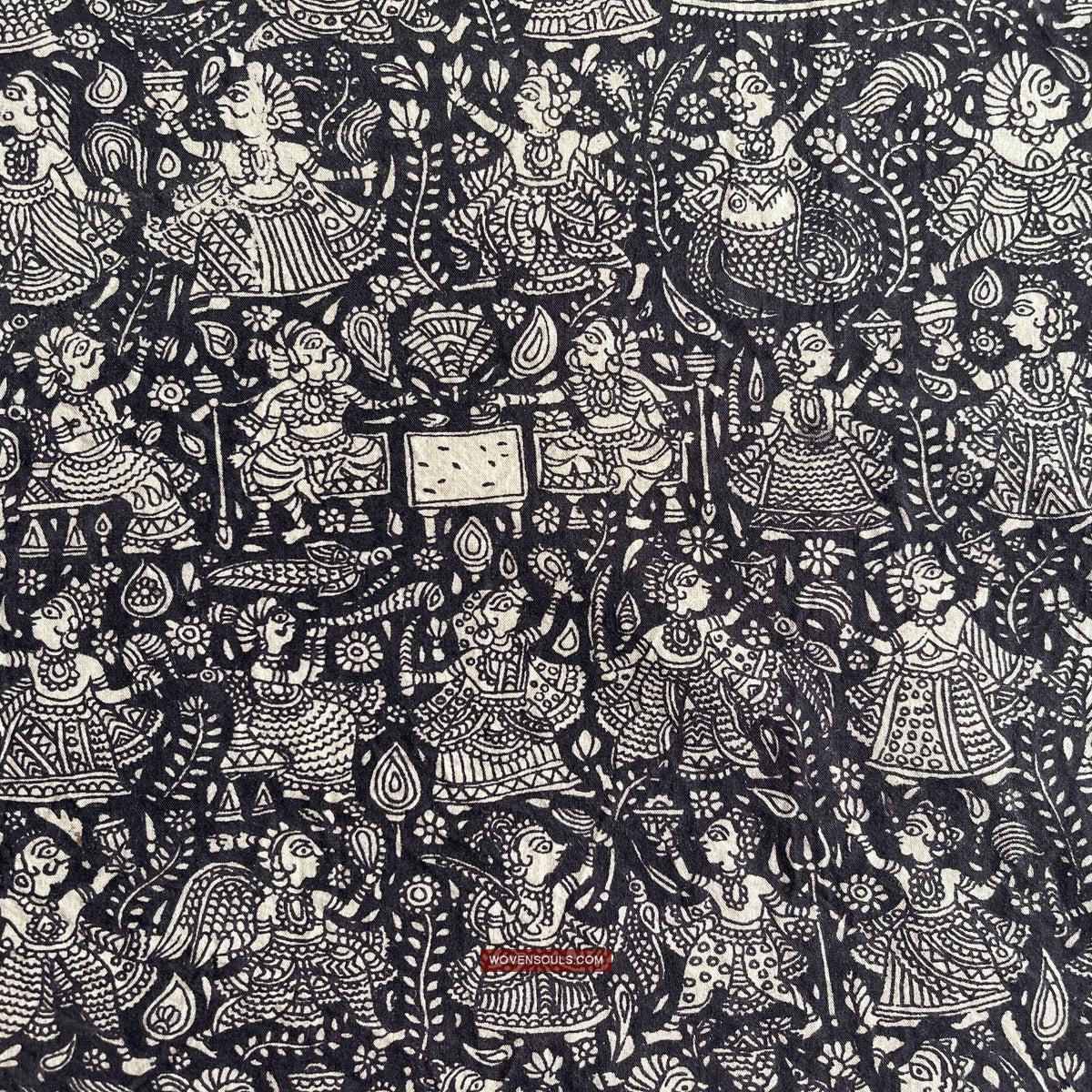 1117 Superfine Kalamkari Artwork - Museum Quality-WOVENSOULS Antique Textiles & Art Gallery