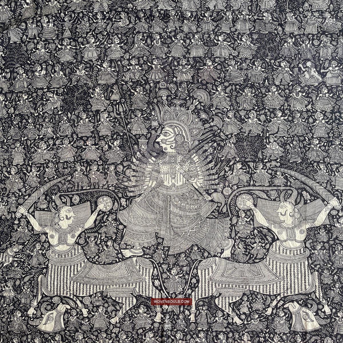 1117 Superfine Kalamkari Artwork - Museum Quality-WOVENSOULS Antique Textiles & Art Gallery