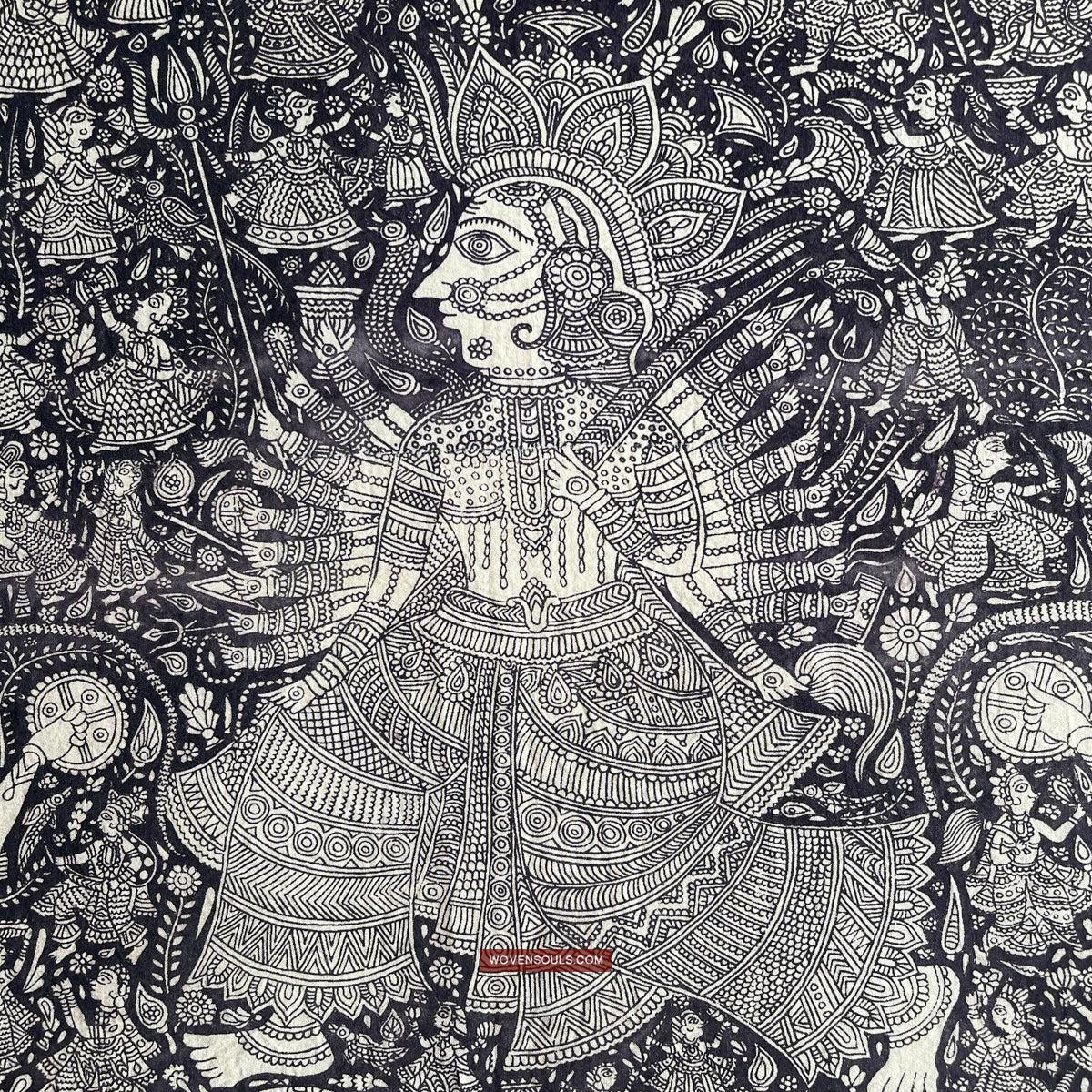 1117 Superfine Kalamkari Artwork - Museum Quality-WOVENSOULS Antique Textiles & Art Gallery