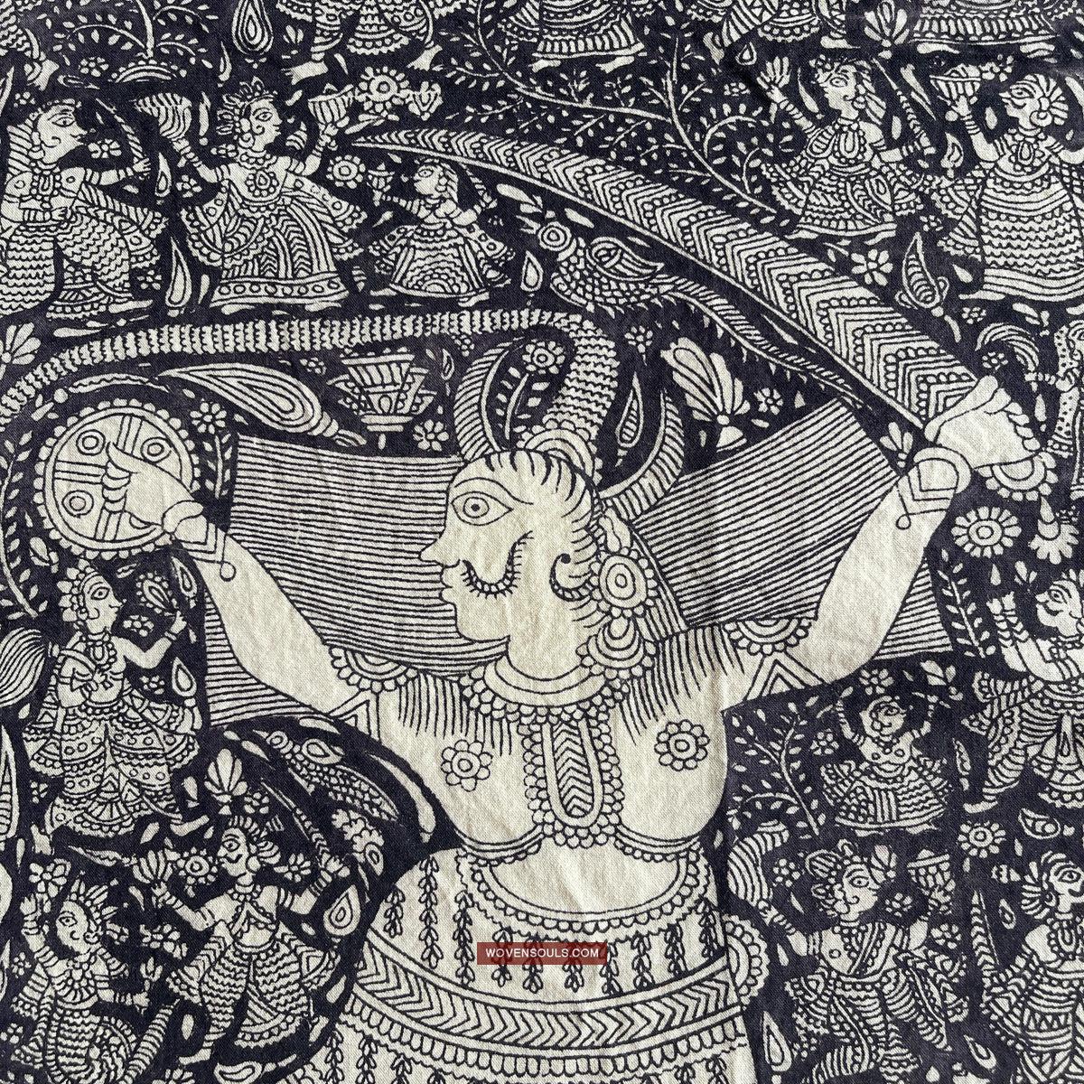 1117 Superfine Kalamkari Artwork - Museum Quality-WOVENSOULS Antique Textiles & Art Gallery