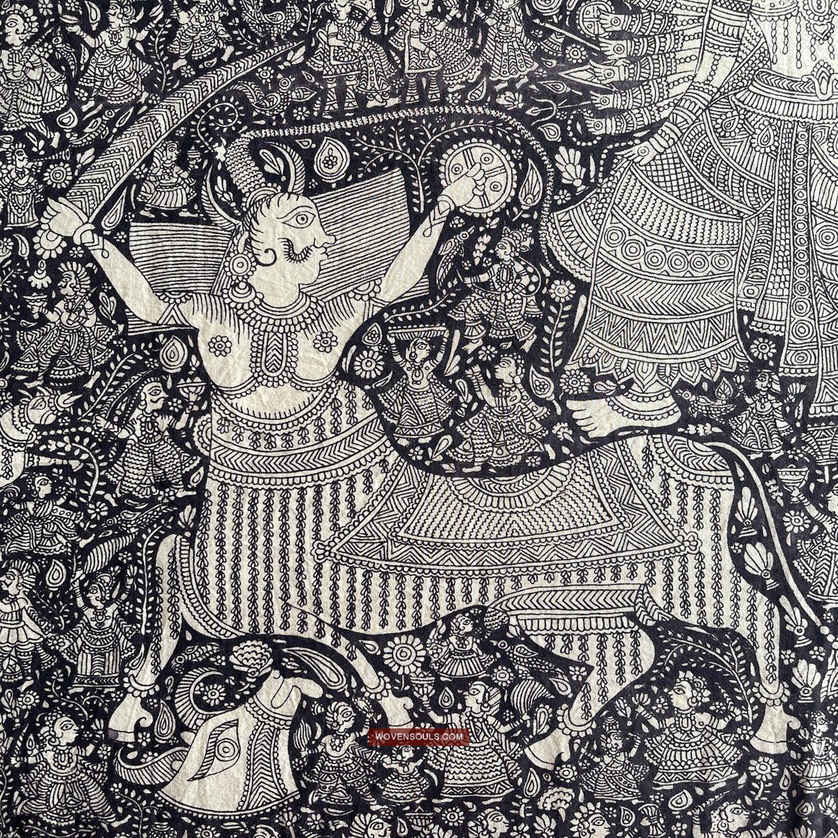 1117 Superfine Kalamkari Artwork - Museum Quality-WOVENSOULS Antique Textiles & Art Gallery