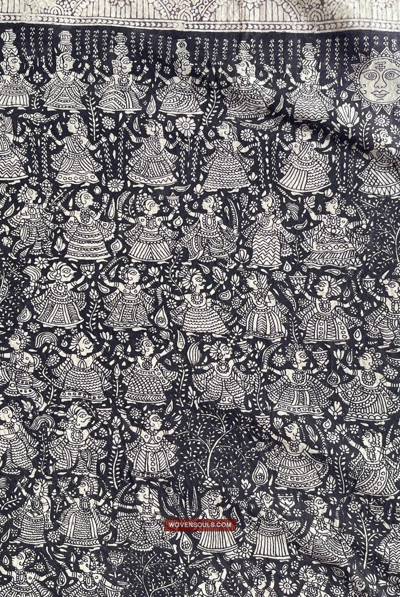 1117 Opera d'arte superfine Kalamkari - Qualità museale-WOVENSOULS Tessuti antichi e Galleria d'arte