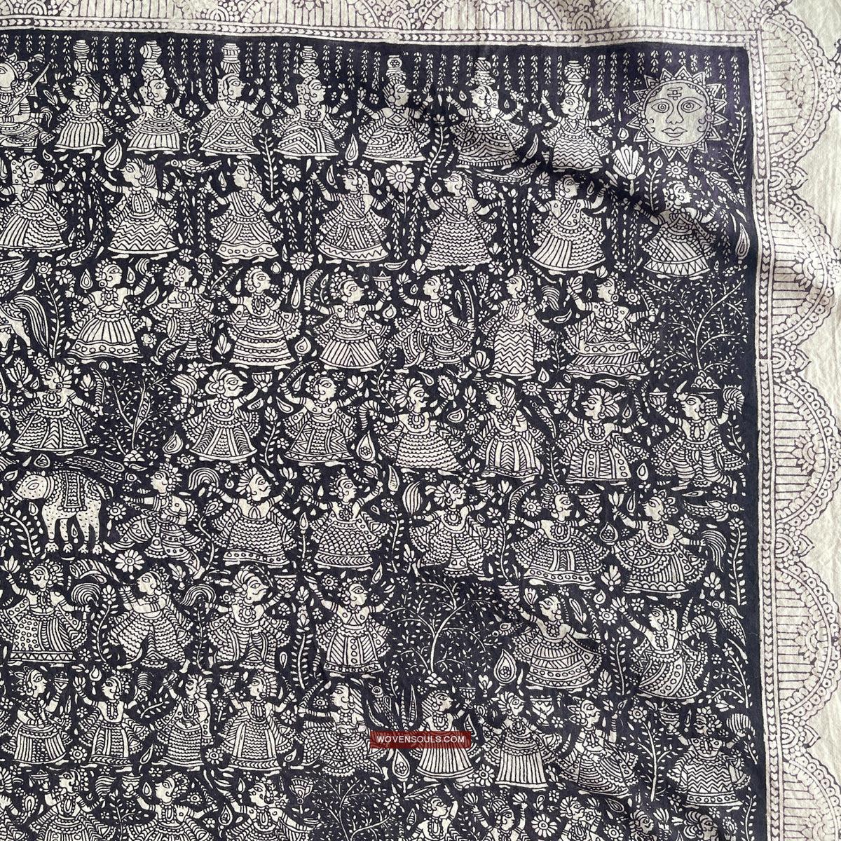 1117 Superfine Kalamkari Artwork - Museum Quality-WOVENSOULS Antique Textiles & Art Gallery