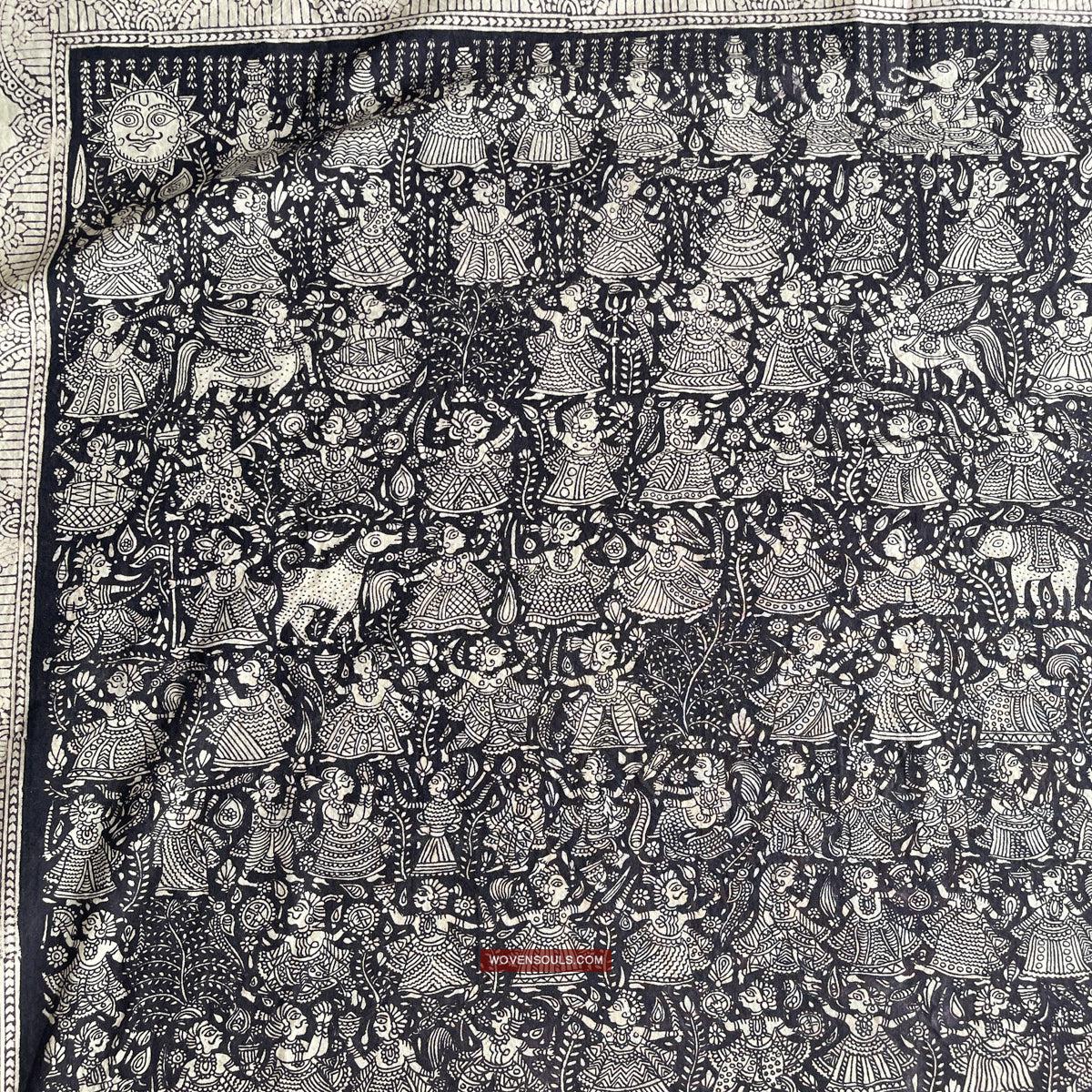1117 Superfine Kalamkari Artwork - Museum Quality-WOVENSOULS Antique Textiles & Art Gallery