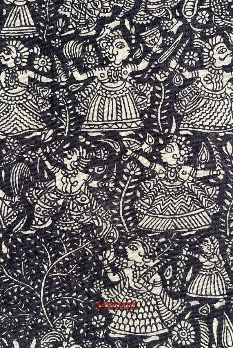 1117 Opera d'arte superfine Kalamkari - Qualità museale-WOVENSOULS Tessuti antichi e Galleria d'arte