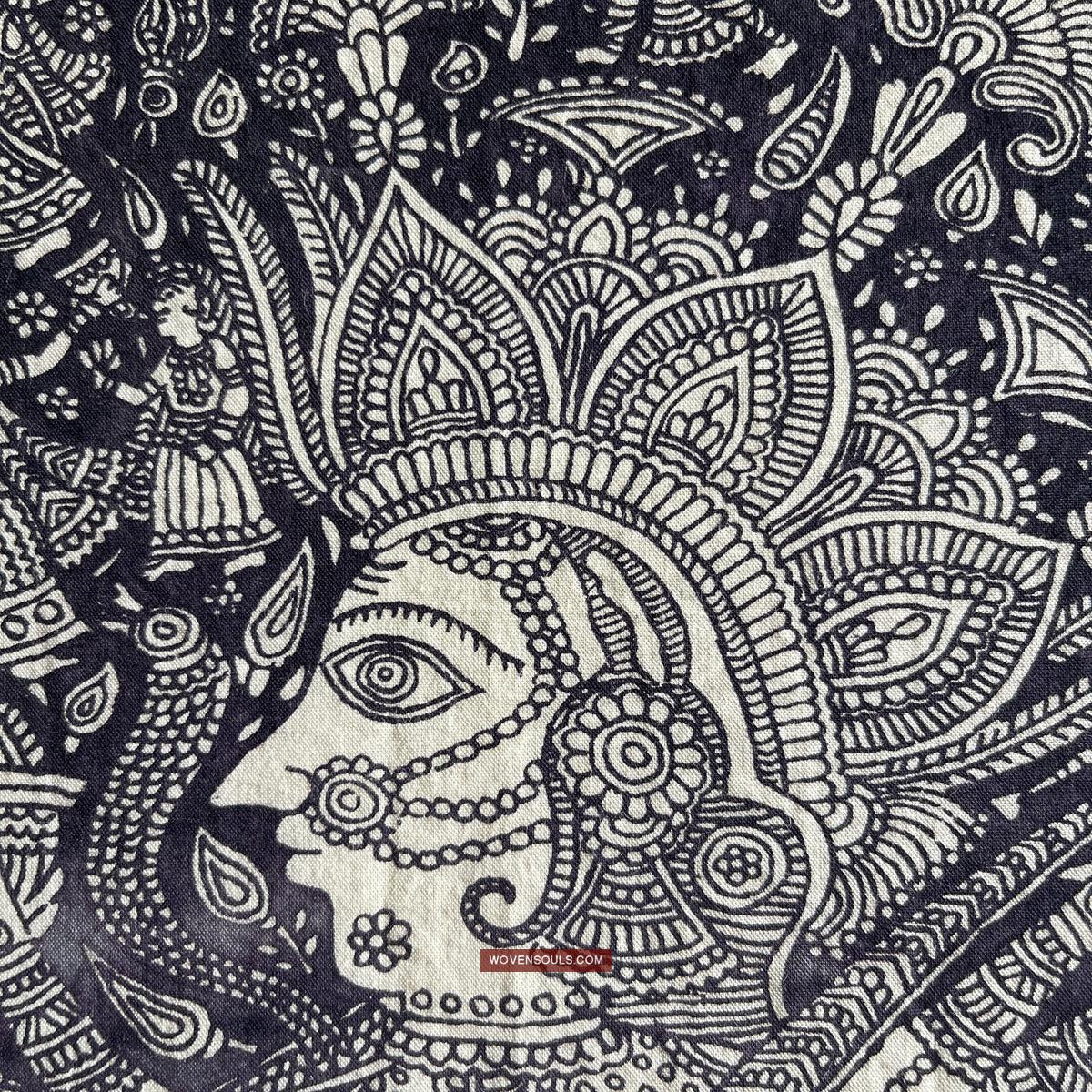 1117 Superfine Kalamkari Artwork - Museum Quality-WOVENSOULS Antique Textiles & Art Gallery