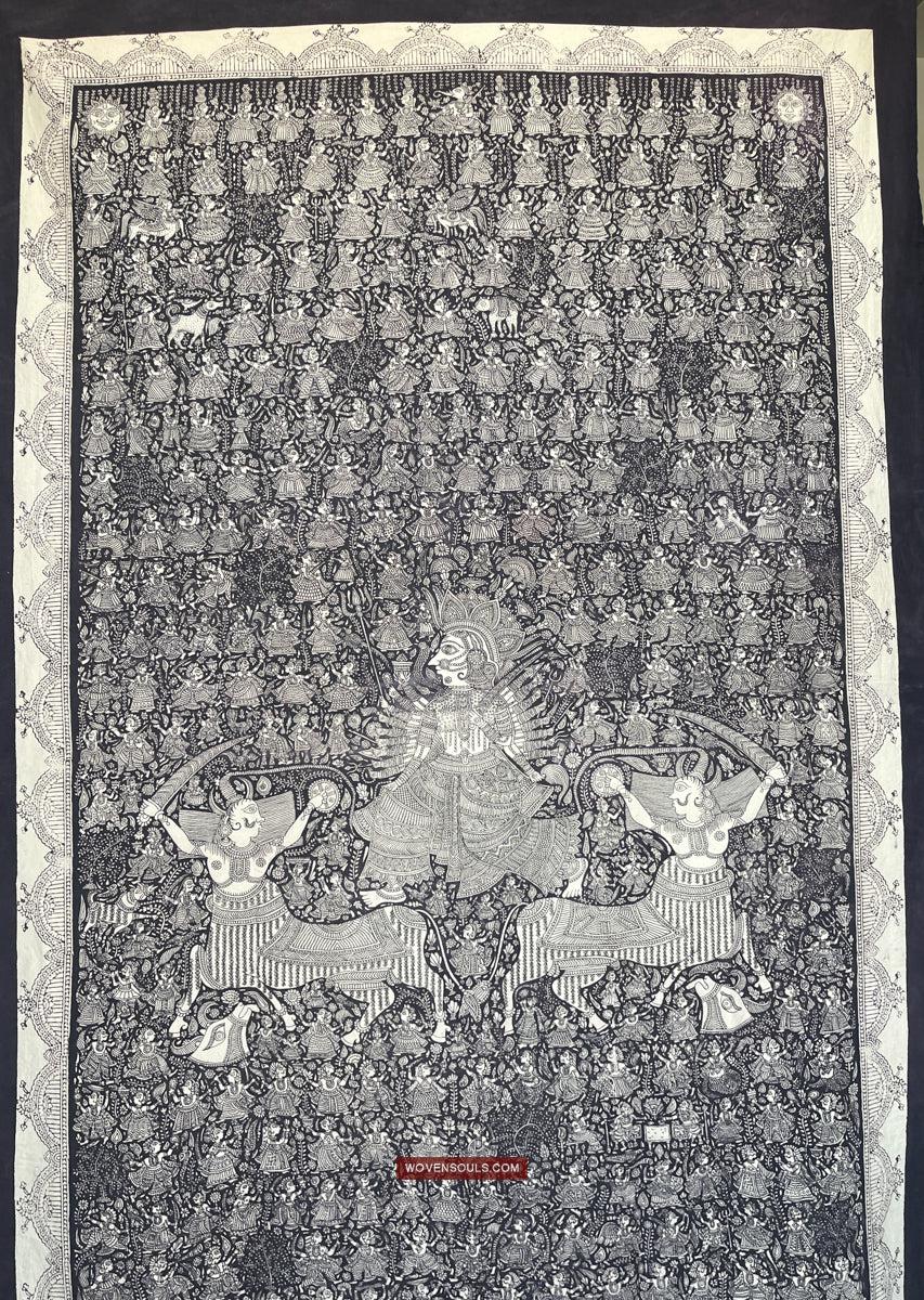 1117 Superfine Kalamkari Artwork - Museum Quality-WOVENSOULS Antique Textiles & Art Gallery