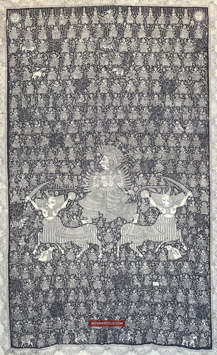 1117 Superfine Kalamkari Artwork - Museum Quality-WOVENSOULS Antique Textiles & Art Gallery