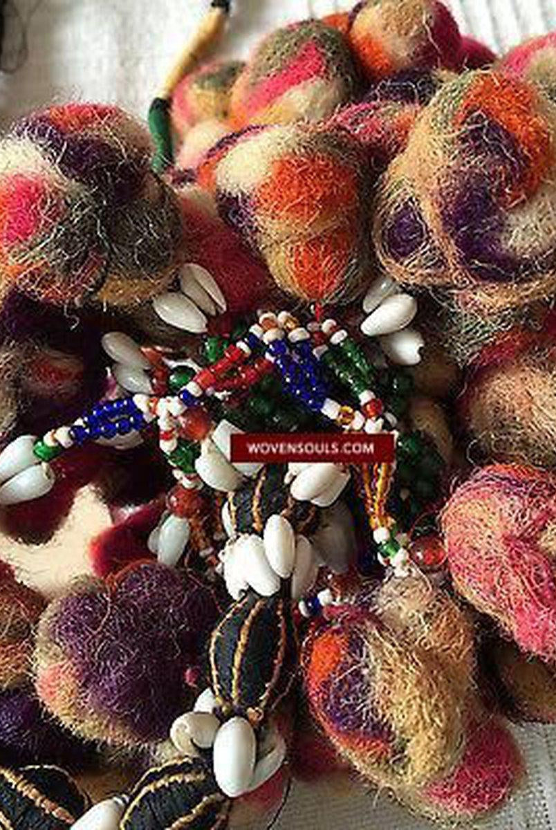 113 SOLD Rare Vintage Beaded Camel Wool Tassels-WOVENSOULS-Antique-Vintage-Textiles-Art-Decor