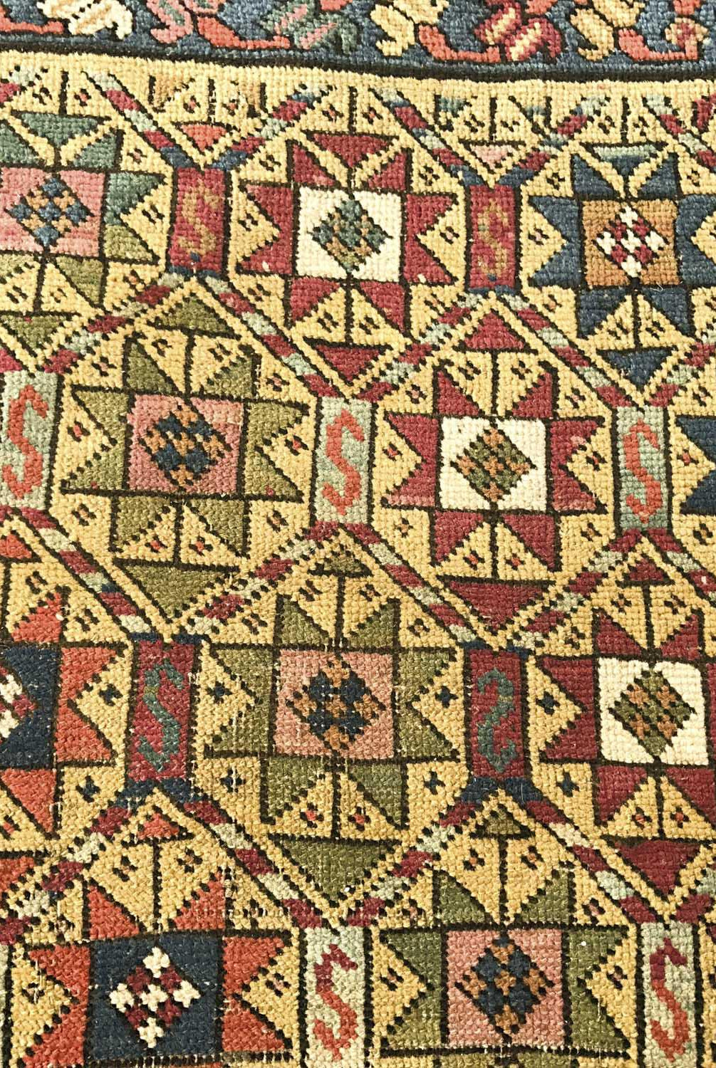 115 Antique Star Lattice Gendge Rug - Gallery-2-WOVENSOULS Antique Textiles & Art Gallery