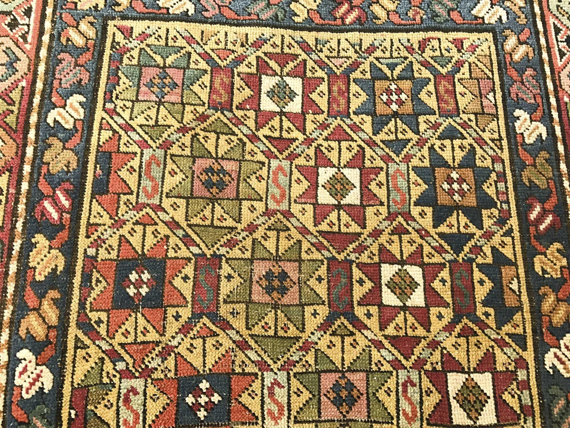 115 Antique Star Lattice Gendge Rug - Gallery-2-WOVENSOULS Antique Textiles & Art Gallery