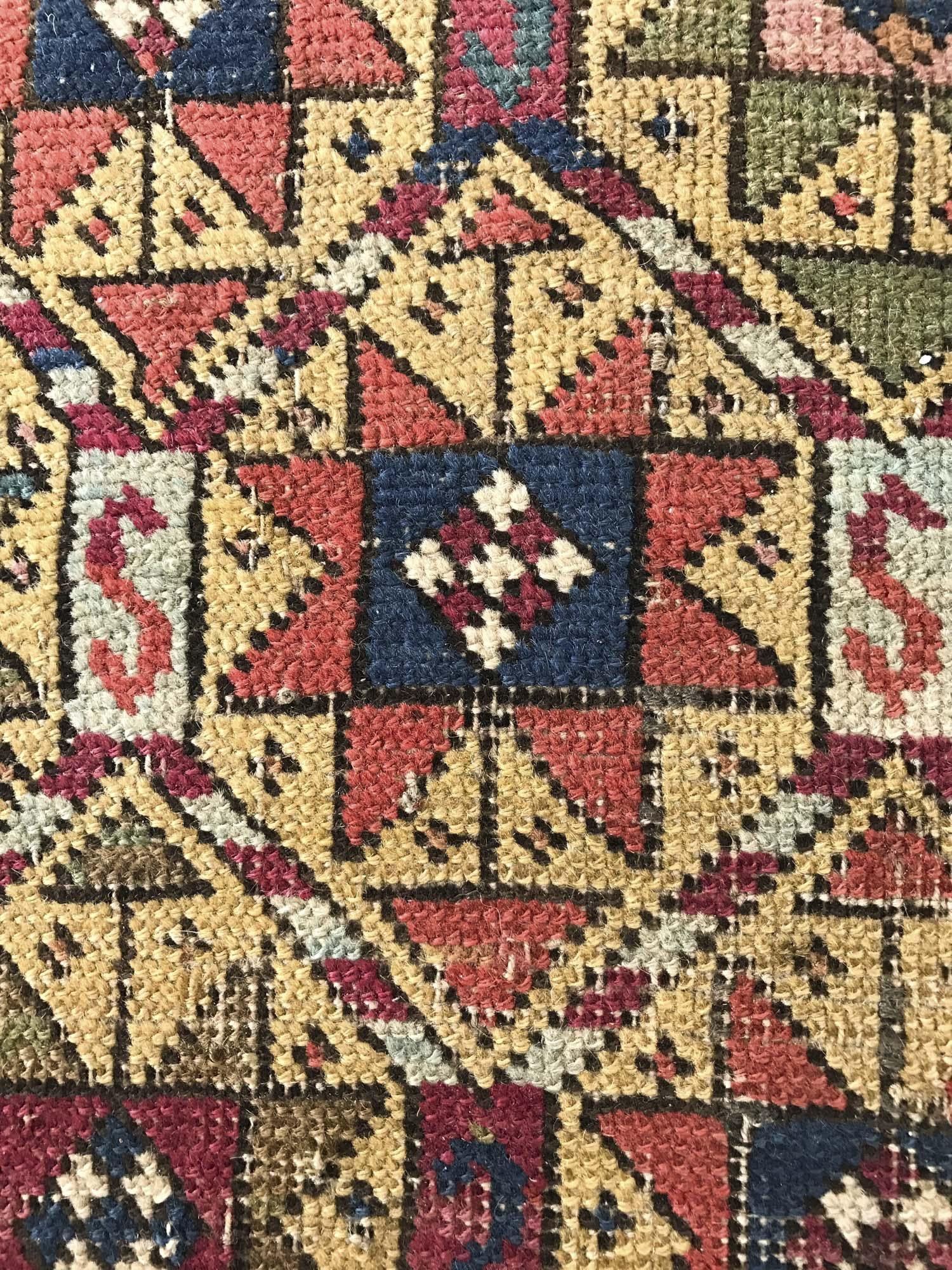 115 Antique Star Lattice Gendge Rug - Gallery-2-WOVENSOULS Antique Textiles & Art Gallery