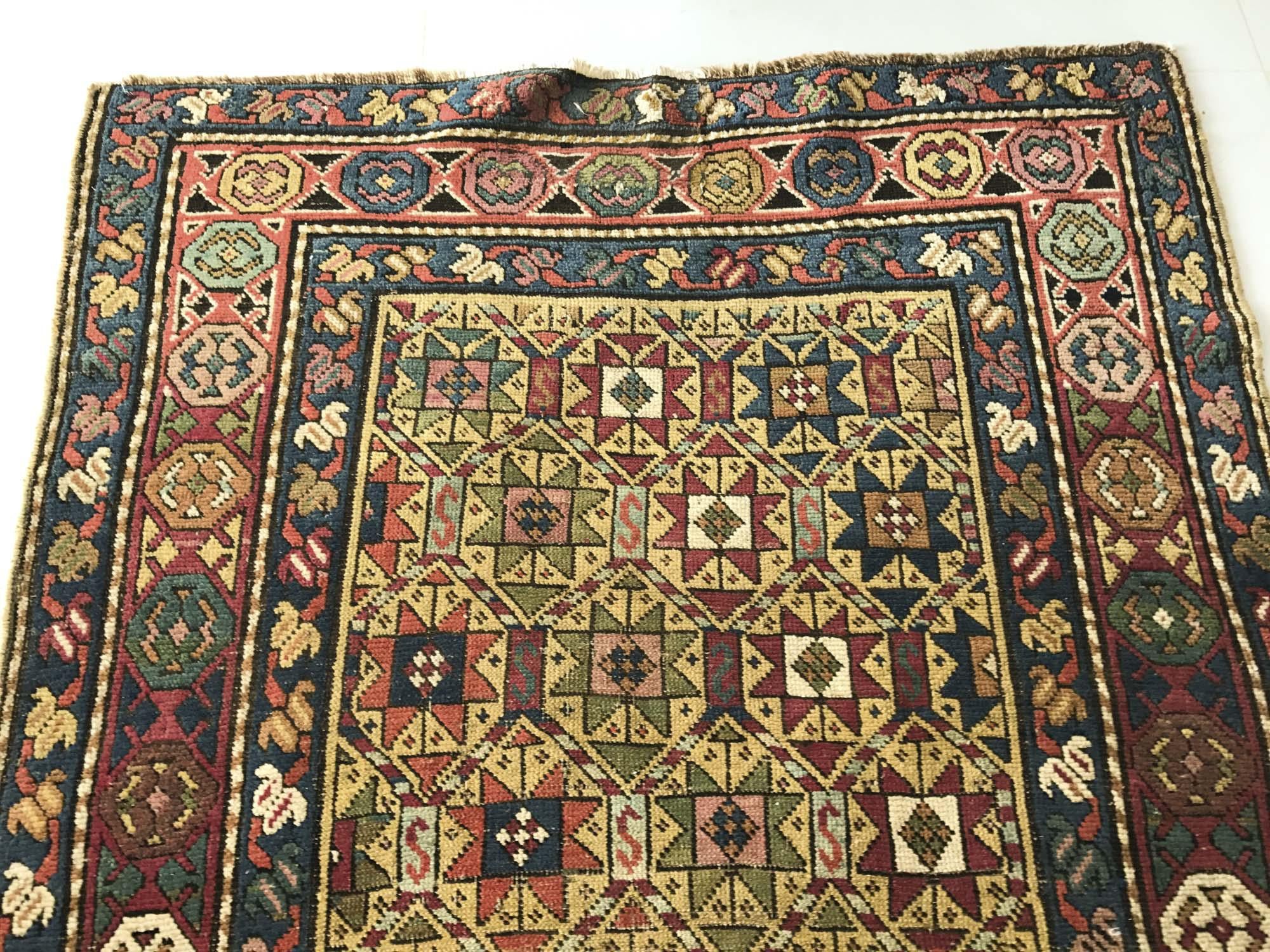 115 Antique Star Lattice Gendge Rug - Gallery-2-WOVENSOULS Antique Textiles & Art Gallery