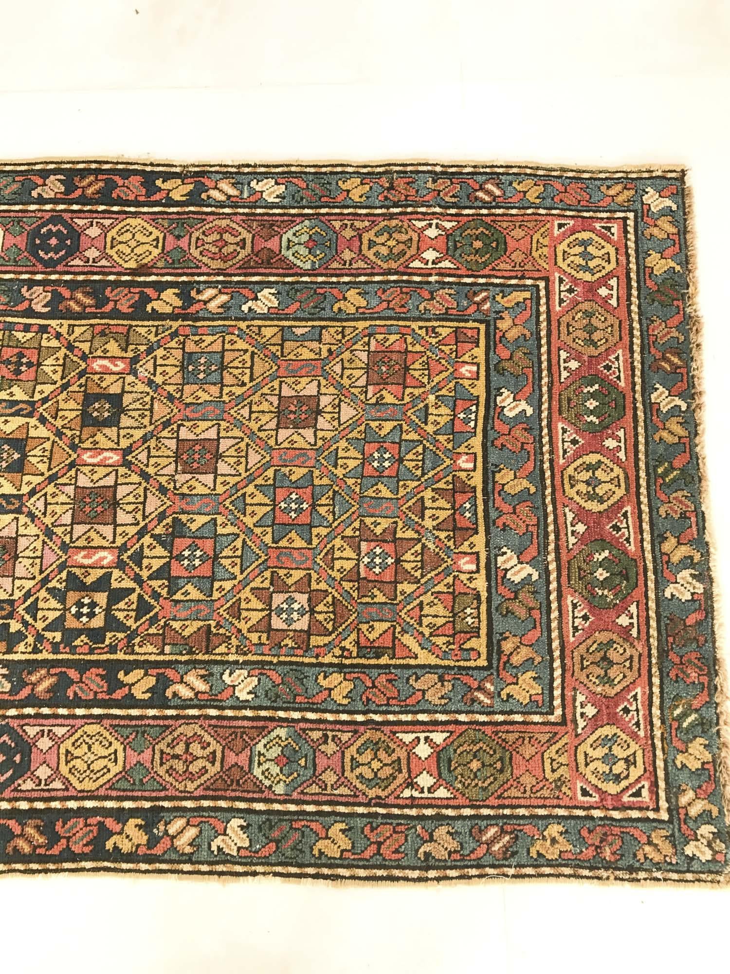 115 Antique Star Lattice Gendge Rug - Gallery-2-WOVENSOULS Antique Textiles & Art Gallery