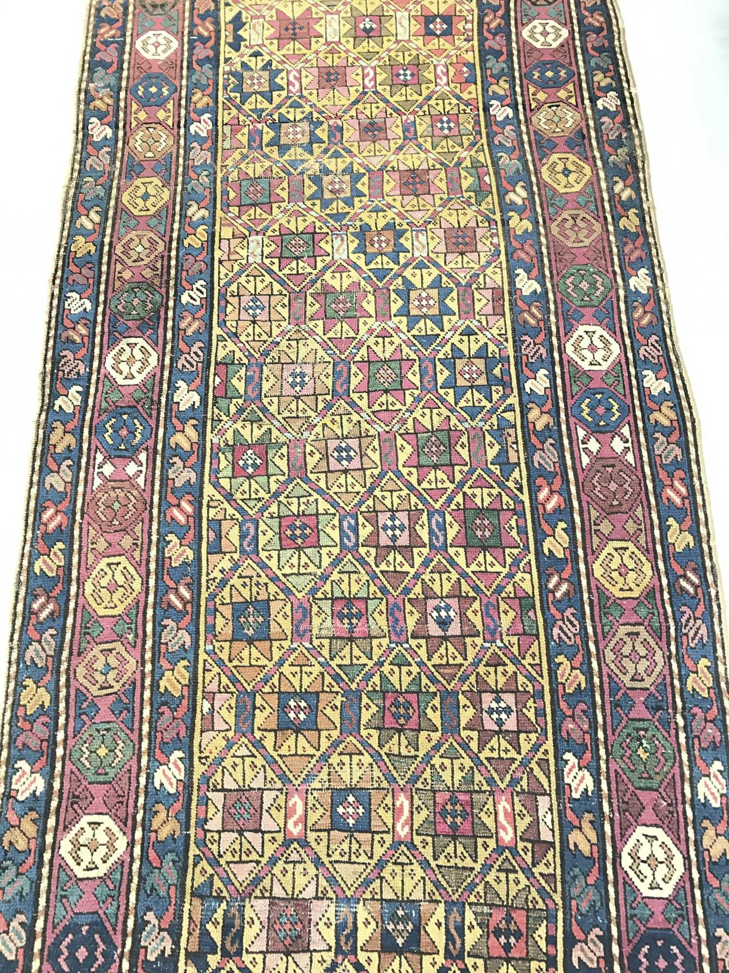 115 Antique Star Lattice Gendge Rug - Gallery-2-WOVENSOULS Antique Textiles & Art Gallery