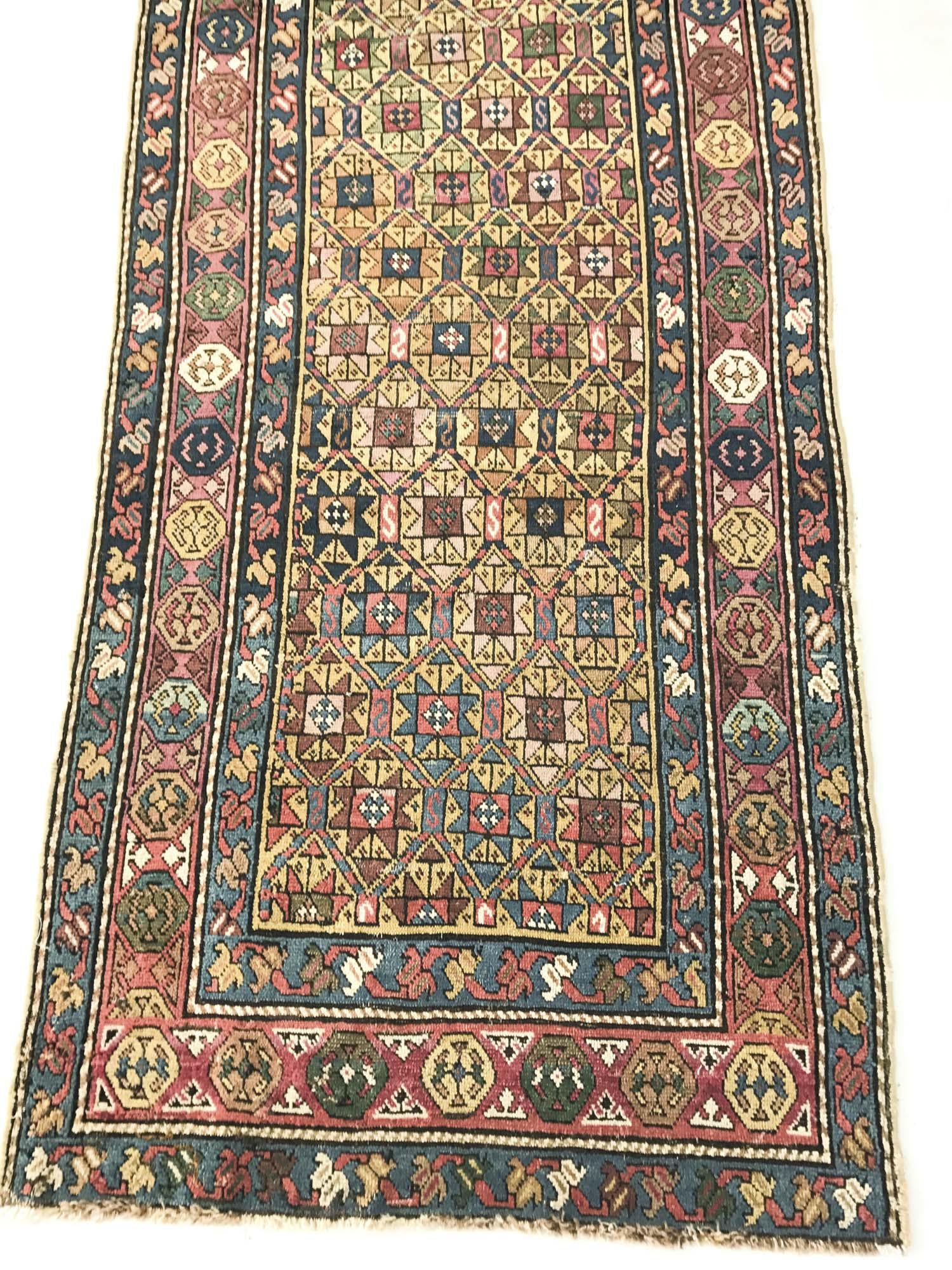 115 Antique Star Lattice Gendge Rug - Gallery-2-WOVENSOULS Antique Textiles & Art Gallery