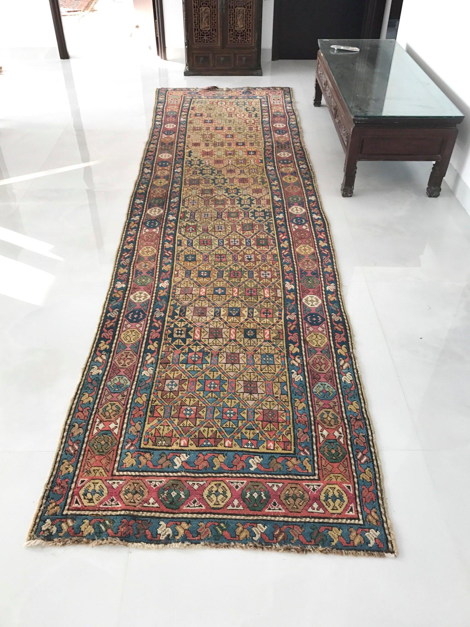 115 Antique Star Lattice Gendge Rug - Gallery-2-WOVENSOULS Antique Textiles & Art Gallery