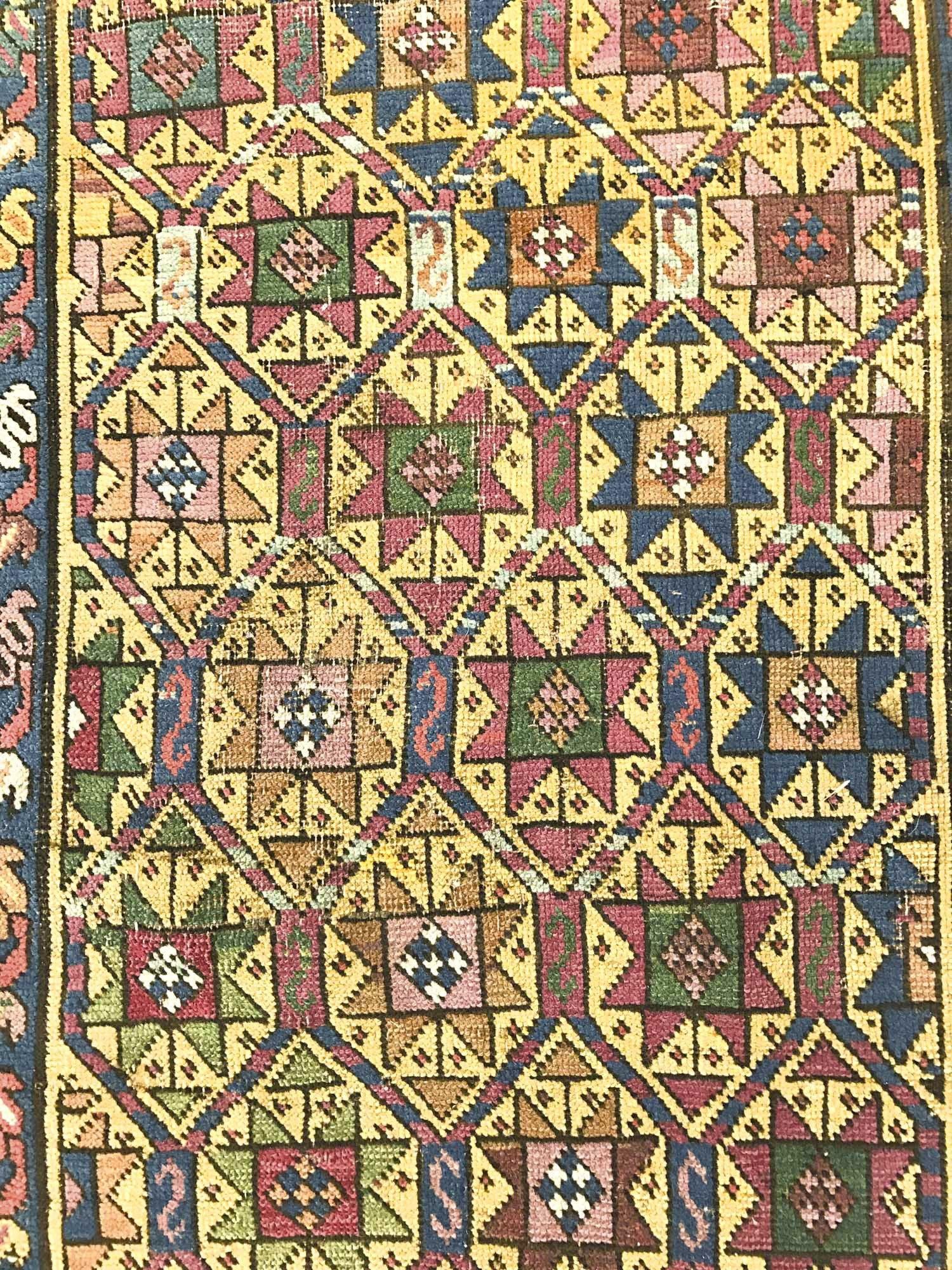 115 Antique Star Lattice Gendge Rug - Gallery-2-WOVENSOULS Antique Textiles & Art Gallery