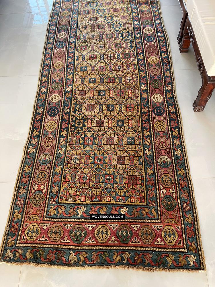 115 Antique Star Lattice Gendge Rug - Gallery-2-WOVENSOULS Antique Textiles & Art Gallery