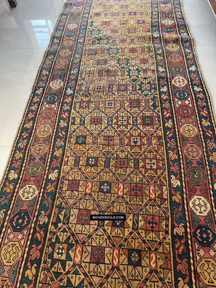 115 Antique Star Lattice Gendge Rug - Gallery-2-WOVENSOULS Antique Textiles & Art Gallery