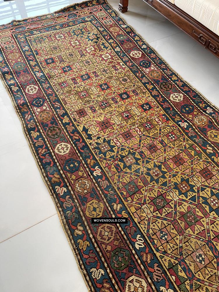 115 Antique Star Lattice Gendge Rug - Gallery-2-WOVENSOULS Antique Textiles & Art Gallery