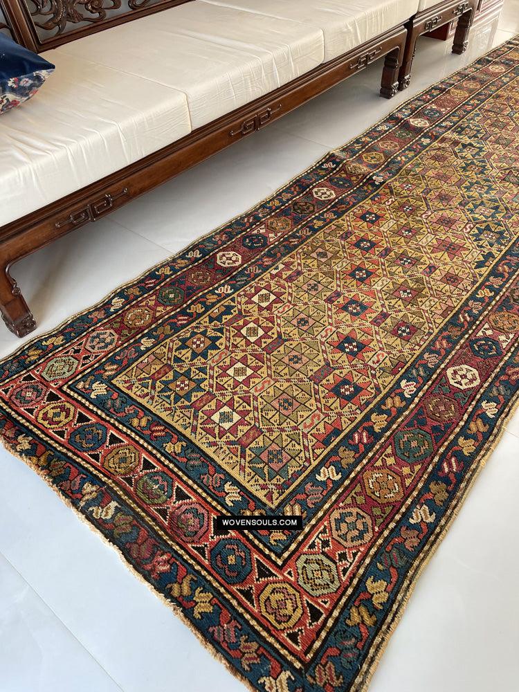 115 Antique Star Lattice Gendge Rug - Gallery-2-WOVENSOULS Antique Textiles & Art Gallery