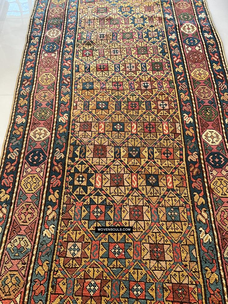 115 Antique Star Lattice Gendge Rug - Gallery-2-WOVENSOULS Antique Textiles & Art Gallery