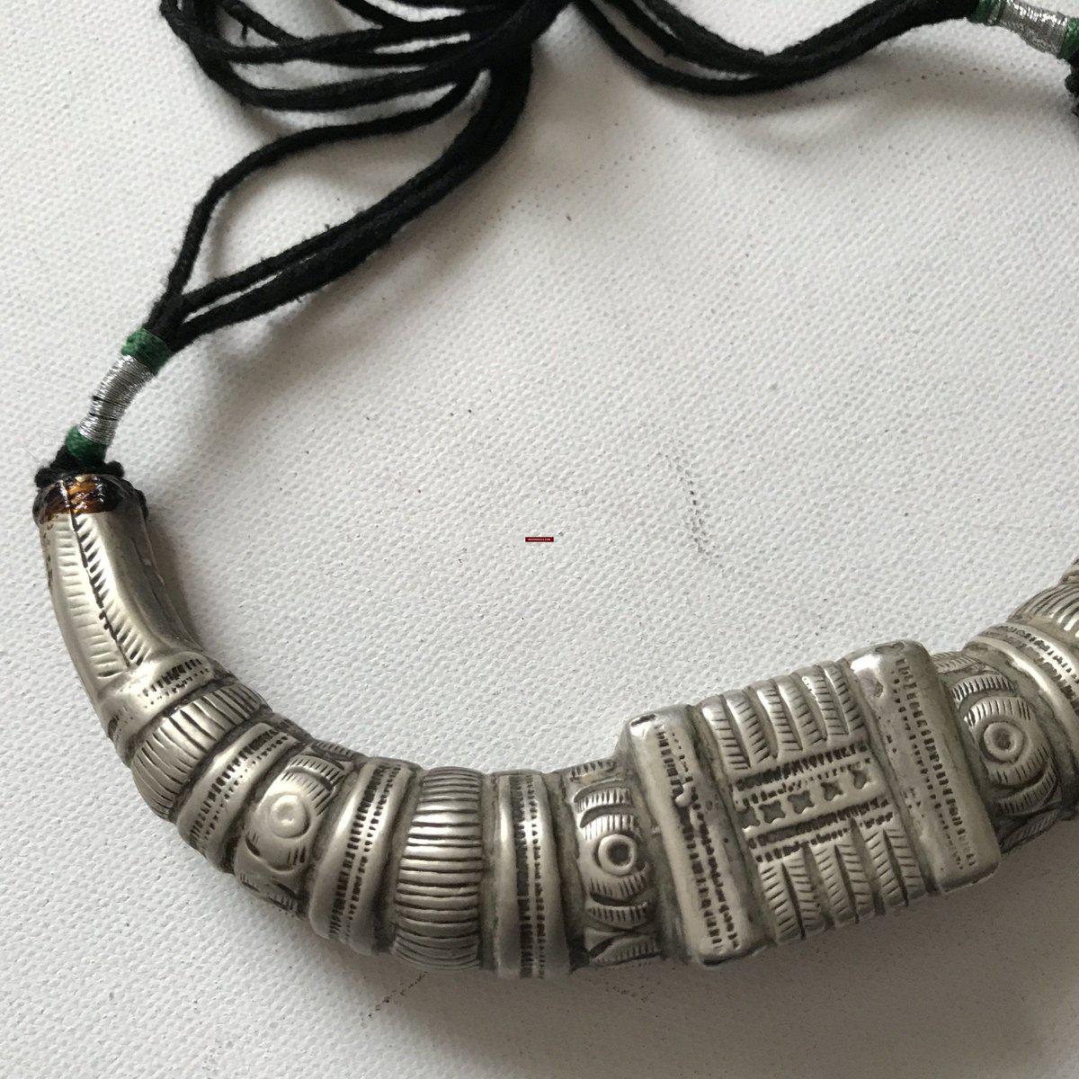 1202 Old Silver Tribal Necklace Torque Indian Jewelry-WOVENSOULS-Antique-Vintage-Textiles-Art-Decor
