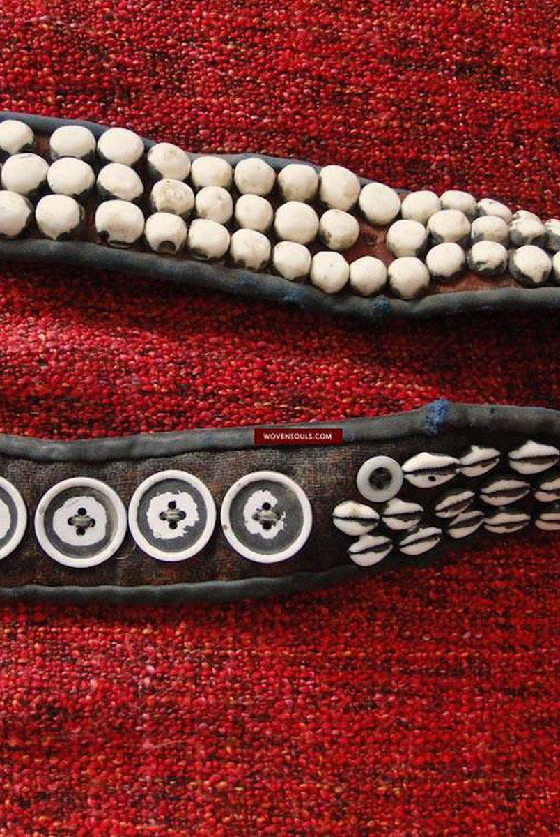 125 Antique Tibetan Nomad's White Coral Belt-WOVENSOULS-Antique-Vintage-Textiles-Art-Decor