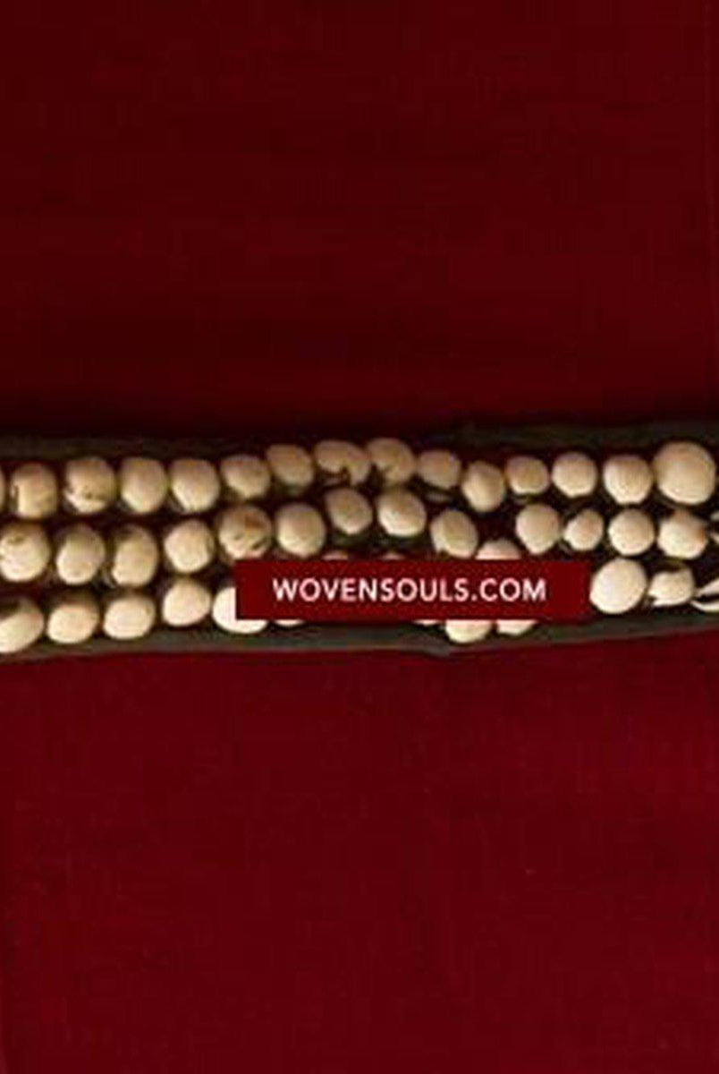 125 Antique Tibetan Nomad's White Coral Belt-WOVENSOULS-Antique-Vintage-Textiles-Art-Decor