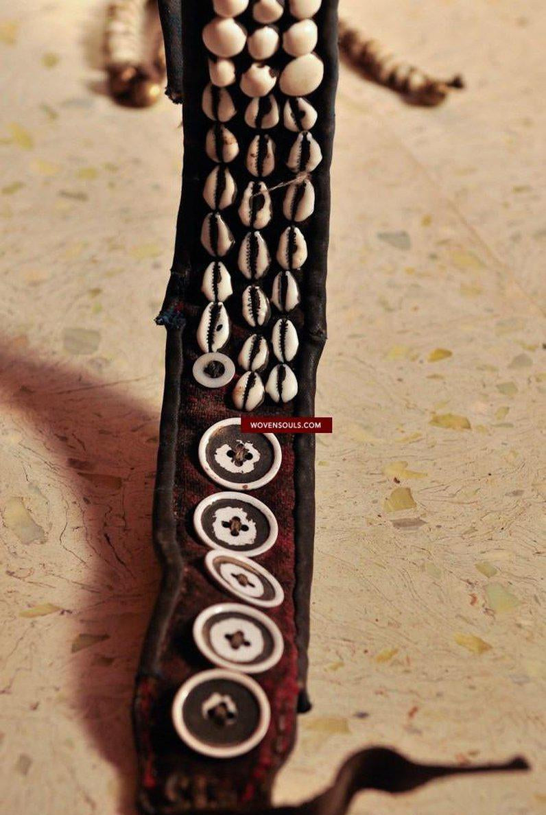125 Antique Tibetan Nomad's White Coral Belt-WOVENSOULS-Antique-Vintage-Textiles-Art-Decor