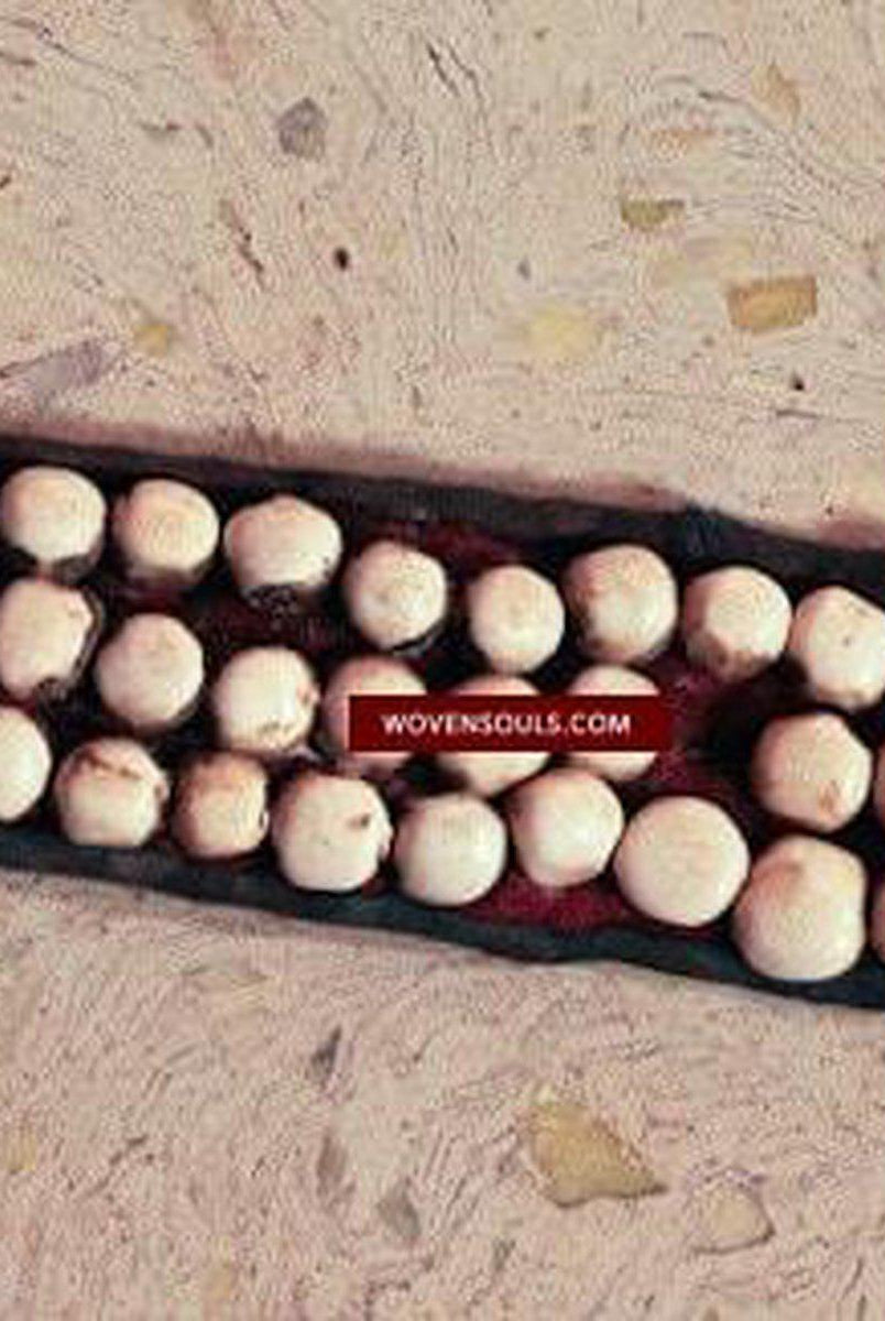 125 Antique Tibetan Nomad's White Coral Belt-WOVENSOULS-Antique-Vintage-Textiles-Art-Decor