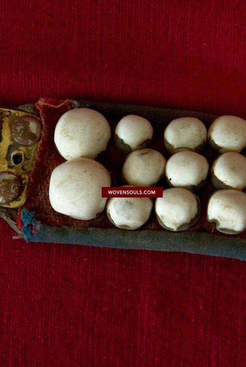 125 Antique Tibetan Nomad's White Coral Belt-WOVENSOULS-Antique-Vintage-Textiles-Art-Decor