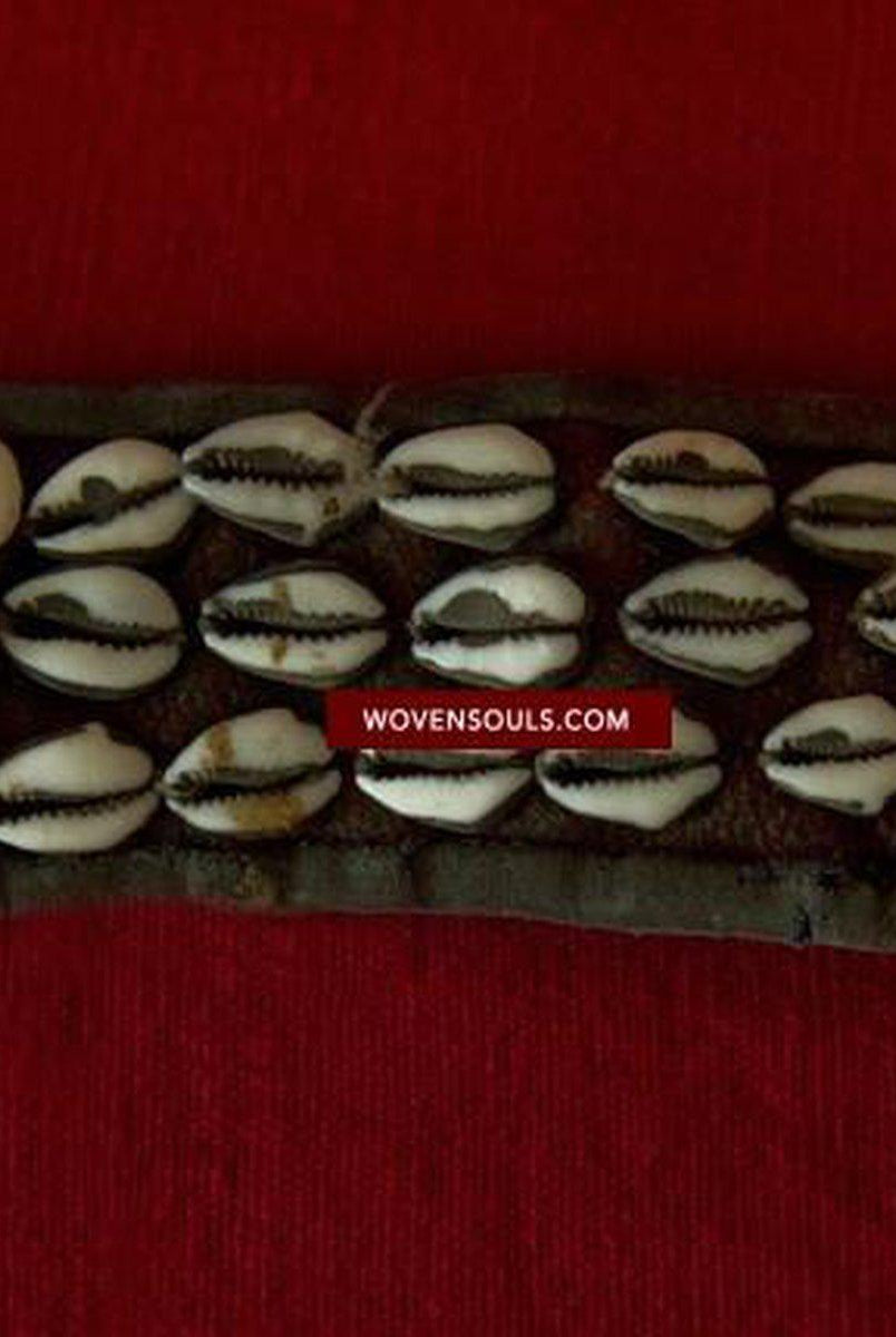 125 Antique Tibetan Nomad's White Coral Belt-WOVENSOULS-Antique-Vintage-Textiles-Art-Decor