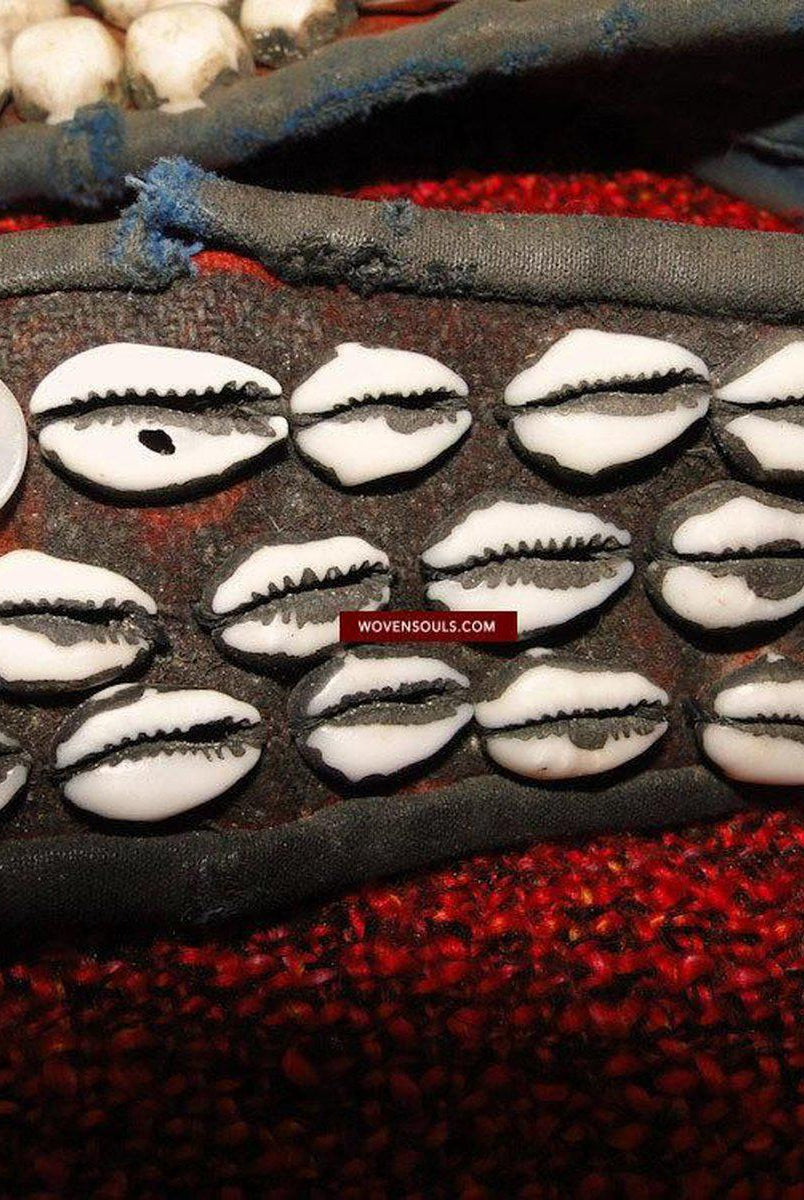 125 Antique Tibetan Nomad's White Coral Belt-WOVENSOULS-Antique-Vintage-Textiles-Art-Decor
