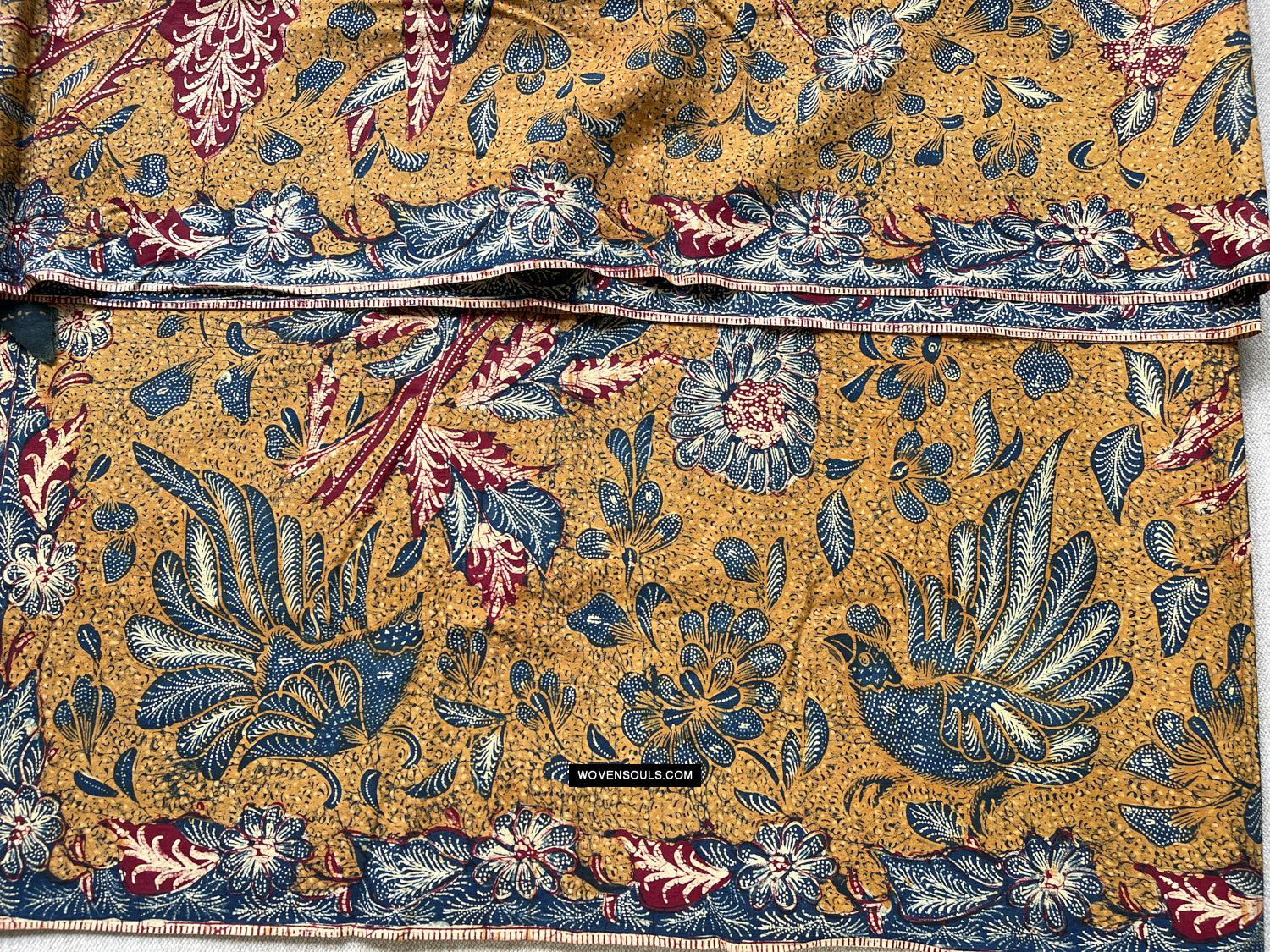 1304 SOLD Signed Antique Batik Tiga Negeri Textile Art from Indonesia - Butterflies-WOVENSOULS Antique Textiles & Art Gallery