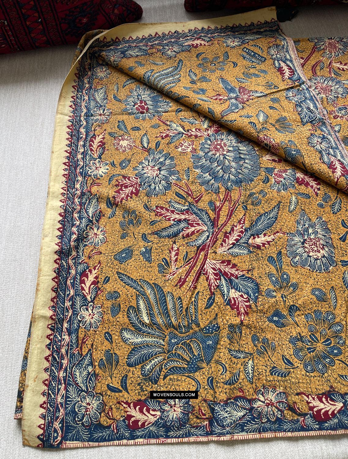 1304 SOLD Signed Antique Batik Tiga Negeri Textile Art from Indonesia - Butterflies-WOVENSOULS Antique Textiles & Art Gallery