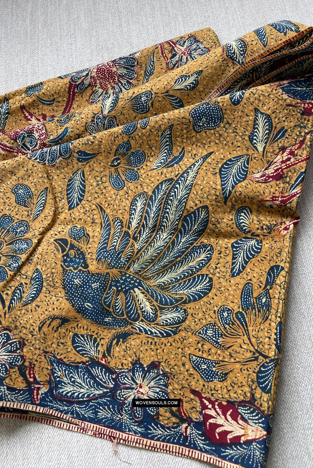 1304 SOLD Signed Antique Batik Tiga Negeri Textile Art from Indonesia - Butterflies-WOVENSOULS Antique Textiles & Art Gallery