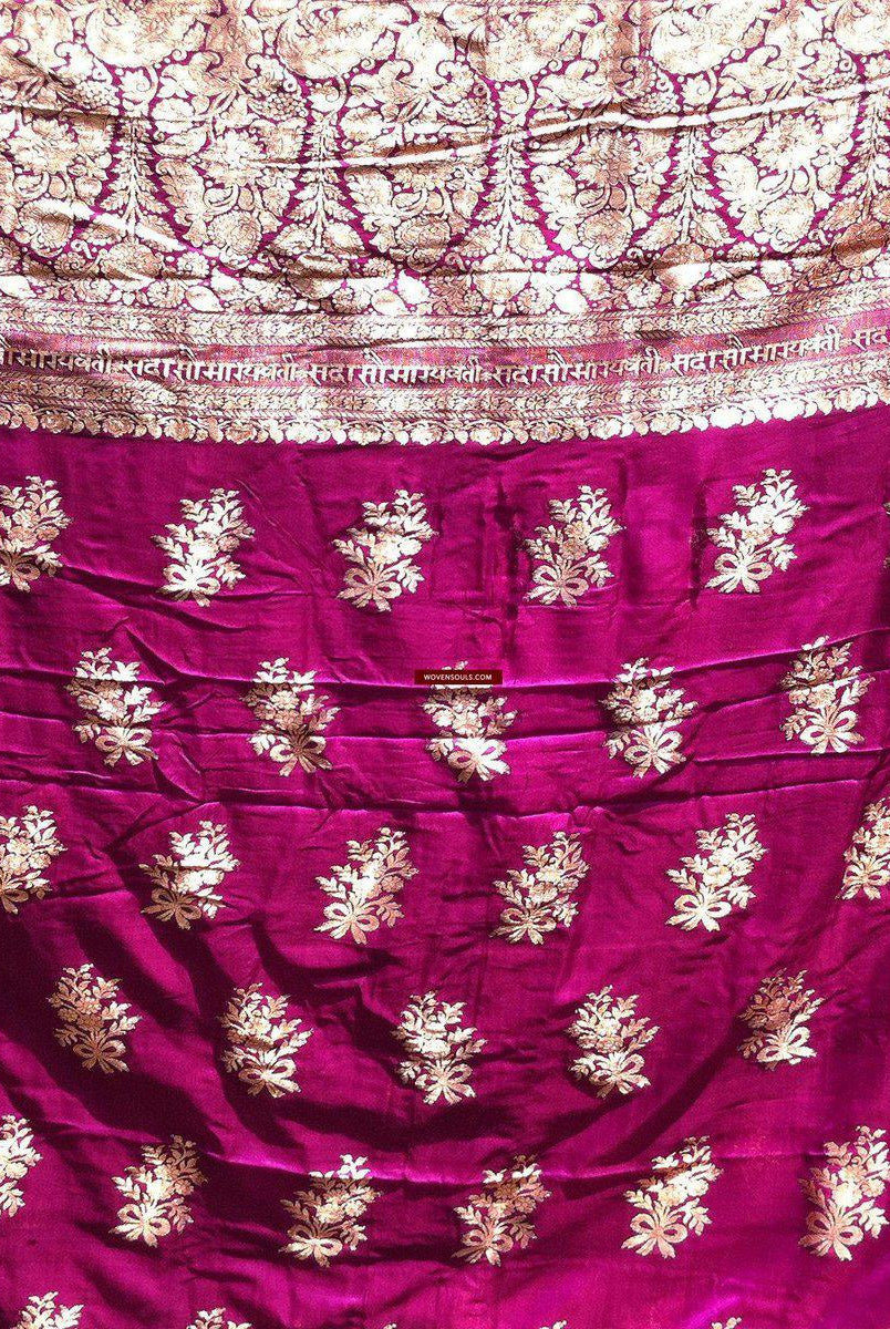 131 Real Zari Bridal Saree Fragment with woven Blessing Inscription - SOLD-WOVENSOULS-Antique-Vintage-Textiles-Art-Decor
