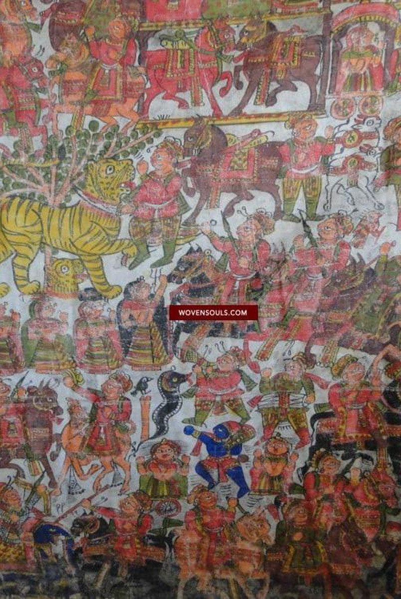 135 dipinti antichi completi di Pabuji ki Phad-WOVENSOULS-Arredamento artistico-tessile-vintage-antico